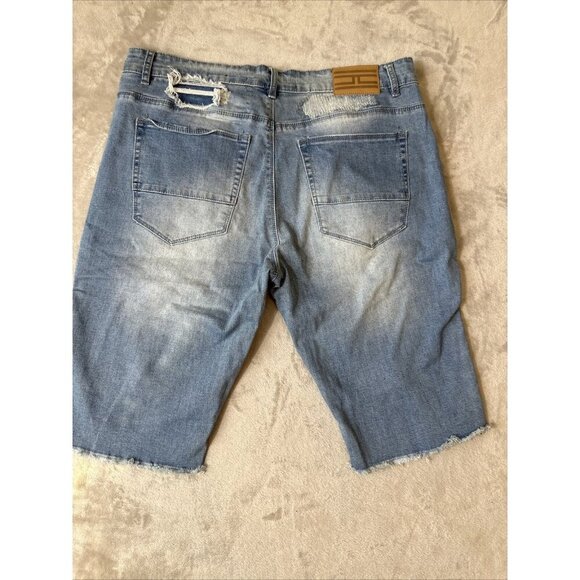 Men’s Jordan Craig Denim Shorts Distressed Medium Wash Raw Hem Size 36 - Picture 14 of 16